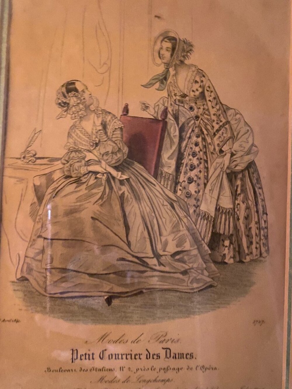 1842 matted and framed fashion illustration